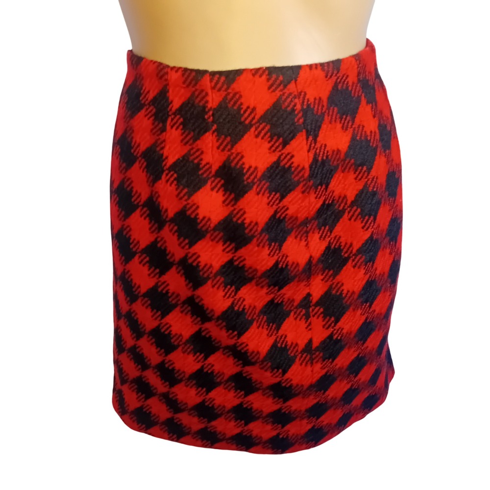 Vintage 70s/80s Mr JAX ONE +‎ ONE Buffalo Plaid Houndstooth Wool Mini Skirt 10